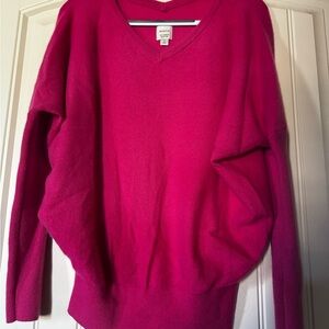 Anthropologie Maeve Cashmere Bright Pink V-Neck sweater